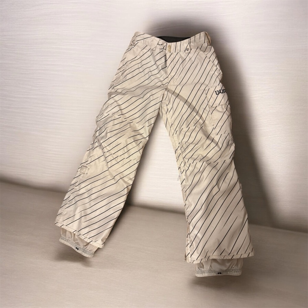 Burton white  Striped ski or snowboard Pants size S wine in great condition